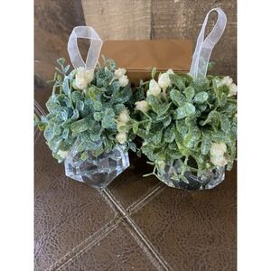 Ganz Set 2 Christmas 'The Original Kissing Crystal Mistletoe' Ornament Diamond